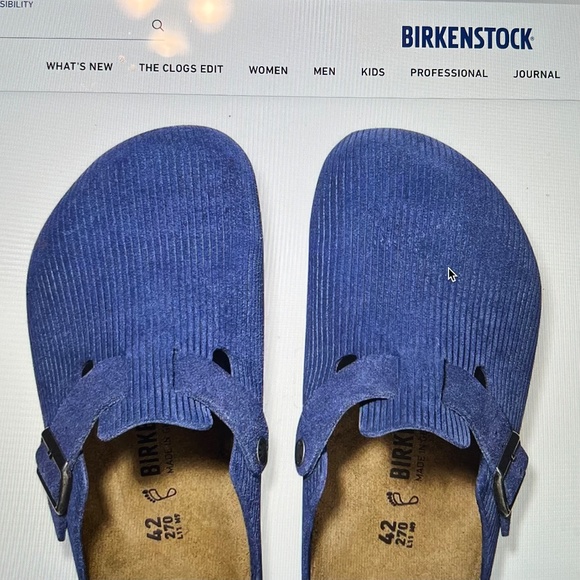 Birkenstock Boston Suede Embossed Corduroy Indigo Size 40 Medium/Narrow *NWOT* - Picture 6 of 15